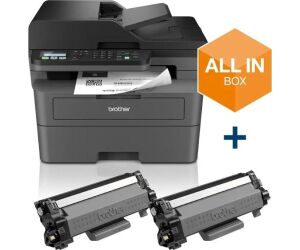 Multifuncin Lser Monocromo Brother MFC-L2827DWXL WiFi/ Fax/ Dplex/ Pack impresora + consumibles XL/ Negra