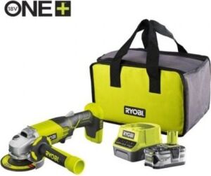 Amoladora Sin Cable Ryobi ONE+ R18AG-140S/ 1 Batera 18V 4.0 Ah/ Cargador 2.0 A/ Bolsa de Transporte