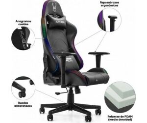 Silla Gaming Woxter Stinger Station Elite/ Luces LED/ Dorada y Plata