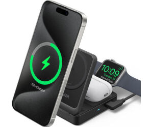 Cargador Anker Maggo Magnetic Wireless Charger 15w Foldable 3-in-1 Black Eu Plug