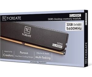 Memoria ram ddr5 32gb 2 x 16gb teamgroup t - create - 5600mhz - pc5 44800 - classic - cl46 - 1.1v