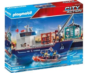 Playmobil gran portacontenedor con barco aduanero