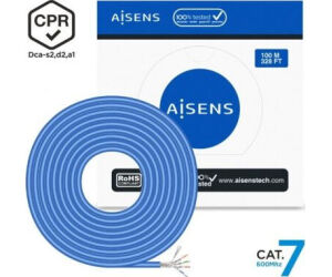 Bobina de Cable RJ45 SFTP AWG23 LSZH CPR Dca Aisens A146-0664 Cat.7/ 100m/ Azul