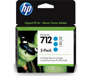 HP Paquete de 3 cartuchos de Tinta DesignJet 712 cian de 29 ml