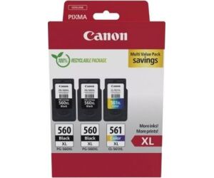 Cartucho de Tinta Original Canon PG-560XL + CL-561XL Multipack Alta Capacidad/ 2x Negro/ Tricolor