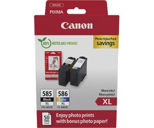 Cartucho tinta canon pg 585xl + pg 586xl + papel fotografico