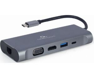 Adaptador Multip Gembird Usbc 7en1 Hub3.0,hdmi,vga,pd,lector Tarjetas,audiogris