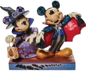 Figura enesco disney halloween mickey mouse & minnie mouse vampiro y bruja