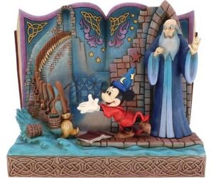 Figura decorativa enesco disney mickey mouse libro de cuentos del brujo mickey