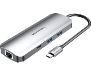 Docking USB Tipo-C Vention TOMHB/ 1xHDMI/ 2xUSB/ 1xUSB Tipo-C/ 1xUSB Tipo-C PD/ 1xRJ45/ 1xLector Tarjetas SD y MicroSD/ Jack 3.5/ Gris