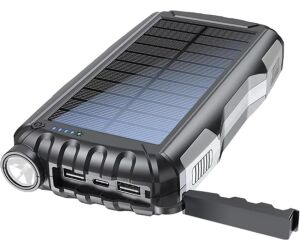 Bateria externa portatil powerbank solar denver pso - 20009 20000mah usb tipo a - usb tipo c