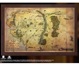 Replica the noble collection el hobbit mapa de la tierra media montado sobre madera 40 x 25 cm