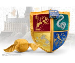 Peluche the noble collection harry potter escudo hogwarts y snitch dorada