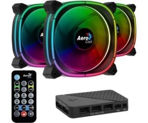 Pack 3 Ventiladores Aerocool Astro 12 Pro/ 12cm + H66F HUB + Mando a Distancia