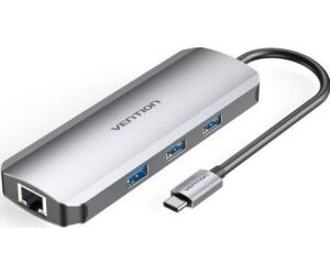 Docking USB Tipo-C Vention TOKHB/ 1xHDMI/ 3xUSB/ 1xUSB Tipo-C PD/ 1xRJ45/ 1xLector Tarjetas SD y MicroSD/ Gris