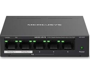 Mercusys MS105GP switch Gigabit Ethernet (10/100/1000) Energía sobre Ethernet (PoE) Negro