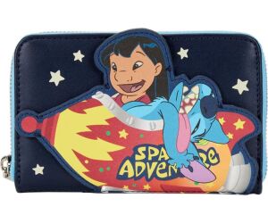 Cartera loungefly disney lilo & stitch aventura espacial lilo & stitch zip around wallet