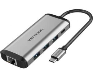 Docking USB Tipo-C Vention THAHB/ 1xHDMI/ 3xUSB/ 1xUSB Tipo-C PD/ 1xRJ45/ 1xLector tarjetas/ 1xAudio/ Gris