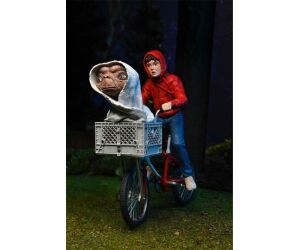 Figura neca  e.t. el extraterre elliott y e.t. en bicicleta 40 aniversario 13 cm