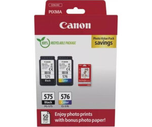 Cartucho de Tinta Original Canon PG-575 + CL-576 Multipack/ Negro/ Tricolor + Papel Fotogrfico