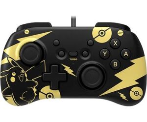 Gamepad hori controller mini pikachu black & gold para nintendo switch