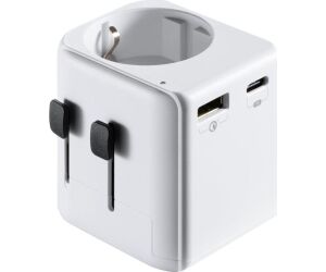 Enchufe universal viaje ewent ew1472 ue schuko a usa - uk - aus - china 1 x usb - 1 x usb tipo c