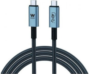 Cable USB 3.1 Tipo-C Woxter PE26-183/ USB Tipo-C Macho - USB Tipo-C Macho/ Hasta 240W/ 40Gbps/ 2m/ Negro