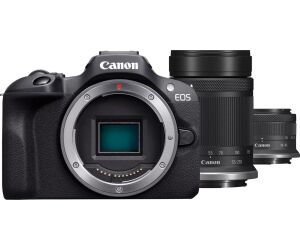 Camara reflex canon eos r100 + rf - s 18 -  45 is stm + rf - s 55 - 210 f5 - 7.1 is stm 24.1mpx negro