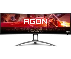 Monitor Gaming Ultrapanormico Curvo AOC Agon AG493UCX2 48.8"/ Dual QHD/ 1ms/ 165Hz/ VA/ Multimedia/ Negro