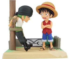 Figura banpresto one piece world collectable log stories luffy & zoro 7cm