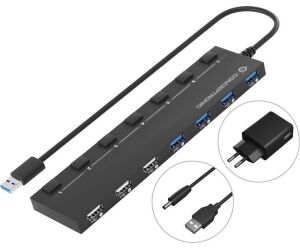 Hub usb 2.0 - 3.0 conceptronic hubbies09 4 puertos 3.0 3 puertos 2.0 con interruptores con alimentador