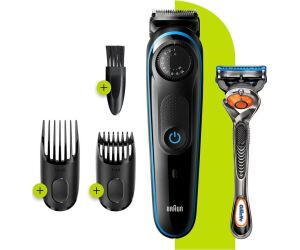 Barbero cortapelos braun bt3240 - uk + gillete fusion 39 ajustes -  barba -  lavable -  control giratorio