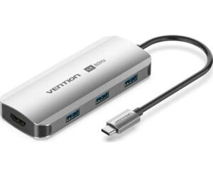 Docking USB Tipo-C Vention TQDHB/ 1xHDMI 4K/ 3xUSB/ 1xUSB Tipo-C PD/ Gris