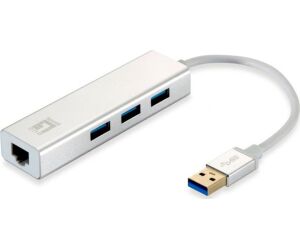 Adaptador usb 3.0 level one a gigabit ethernet rj45 + hub 3.0 3 puertos