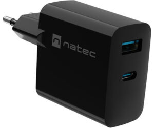 Cargador Natec Ribera Gan 65w Pd3.0 Qc3.0 1xusb-a + 1xusb-c Negro