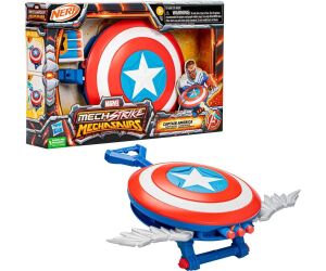 Lanzador hasbro nerf marvel mech strike mechasaurs capitn amrica con redwing