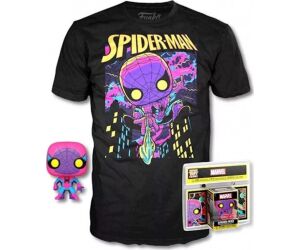 Pop & tee marvel spiderman black light funko + camiseta talla xl