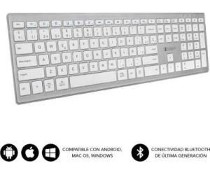 Teclado Inalmbrico por Bluetooth Subblim 2PUE200 Pure Extended/ Plata