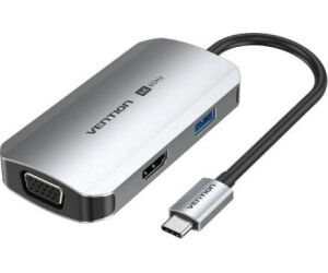 Docking USB Tipo-C Vention TQAHB/ 1xHDMI/ 1xUSB/ 1xVGA/ 1xUSB Tipo-C PD/ Gris