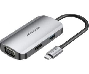 Docking USB Tipo-C Vention TOAHB/ 1xHDMI/ 1xVGA/ 1xUSB/ 1xUSB Tipo-C PD/ Gris