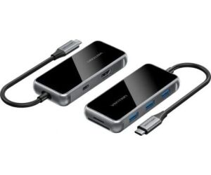 Docking USB Tipo-C Vention TFMHB/ 1xHDMI/ 3xUSB/ 1xUSB Tipo-C PD/ 1xLector Tarjetas SD y MicroSD/ Gris