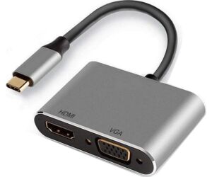 Adaptador ewent usb tipo c a hdmi 4k  y vga 15cm - macho -  hembra