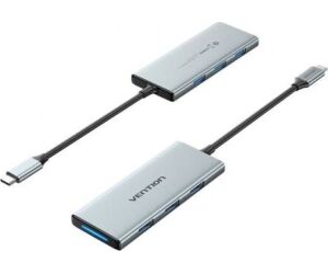 Docking USB Tipo-C Vention TOPHB/ 1xHDMI/ 3xUSB/ 1xLector Tarjetas SD y MicroSD/ Gris