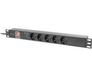 Regleta Lanberg 1u 16a Rack 19 5x Socket Schuko Negro 2m