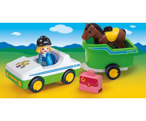 Playmobil 1.2.3 coche con remolque de caballo