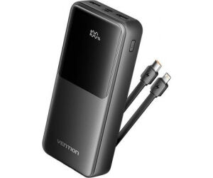 POWER BANK 20000mAh 22.5W + CABLE USB-C/LIGHTNING NEGRO VENTION