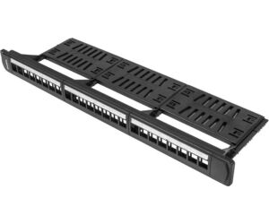 Patch Panel Lanberg 24 Puertos 1u Rack 19 Organizador Modulos Keystone Negro