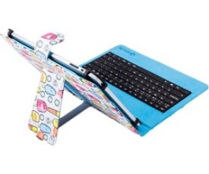 Funda universal estampada silver ht para tablet 9 - 10.1pulgadas + teclado micro usb cool ice pop blanco -  puntos azules