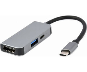 Adaptador Multipuerto Usb Tipo C 3 En 1 Puerto Usb Hdmi Pd Plata