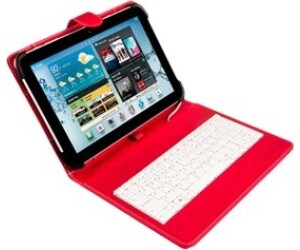 Funda universal silver ht para tablet 9 - 10.1pulgadas + teclado con cable micro usb rojo - blanco